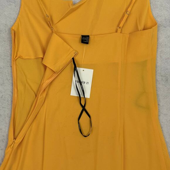 Forever 21 Mustard Yellow Cowl Slip Dress Small Satin Spaghetti Straps NWT - Picture 7 of 11
